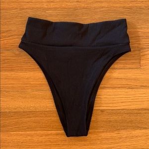 aerie Black High Waist Hugh Cut Bikini Bottom